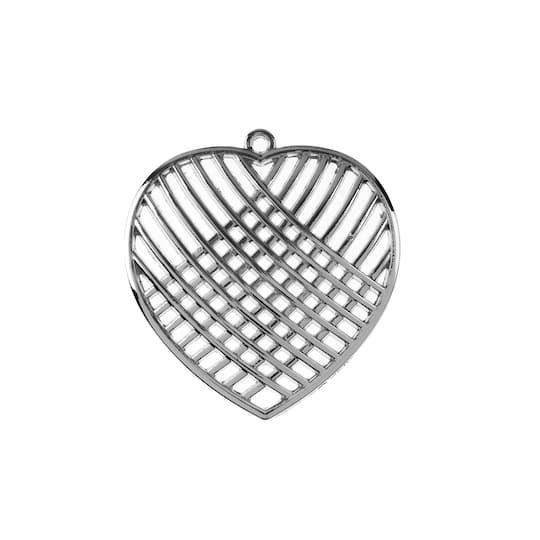 John Bead Silver Crossed Heart Pendants, 4ct.